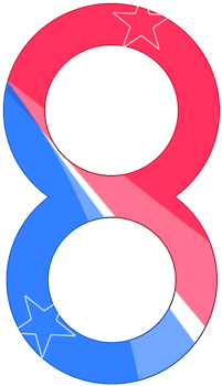 number eight in blue and red color png