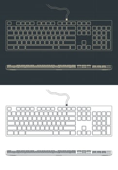 Keyboard blueprints illustrations vector