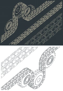Drive and sprocket blueprints vector