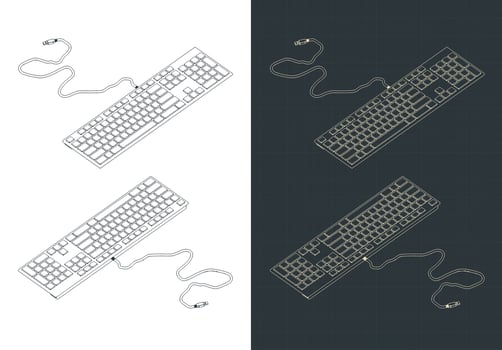 Keyboard isometric drawings vector
