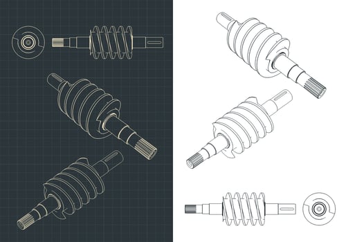 Spiral feed screw drawings vector