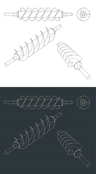Spiral screw drawings vector