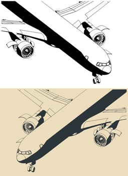 Passenger aircraft illustrations vector