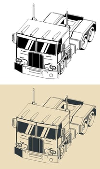 Truck tractor isometric illustrations vector