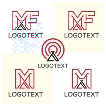 M and MF letter initial logo design vector