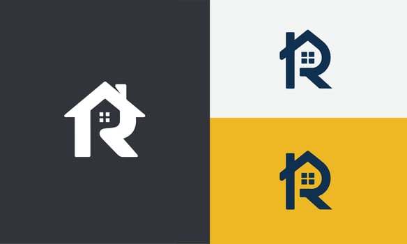 letter r home logo design, real estate, initial identity, graphic Pro vector