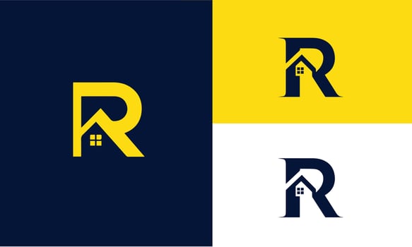 letter r home logo design, real estate, initial identity, graphic Pro vector