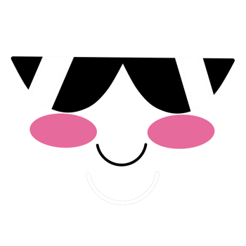 A cartoon face with sunglasses and pink eyes png