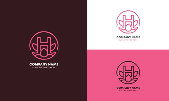 Creative Letter H Lotus Flower logo design template Pro and Pro SVG vector