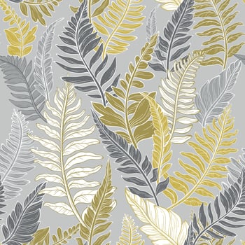 Seamless pattern of wild forest ferns, leaves vector