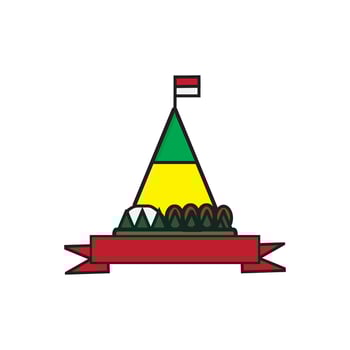 Typical Indonesian food tumpeng with red and white flag vector