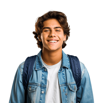 Smiling collage student isolated on transparent background png