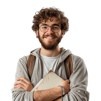 Smiling collage student isolated on transparent background png