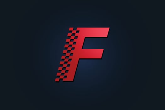 Letter F Logo with racing flag icon vector