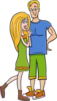 cartoon couple in love comic characters vector
