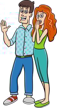 cartoon couple in love comic characters vector