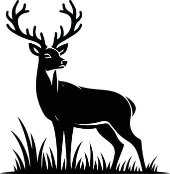 Cute deer black illustration vector