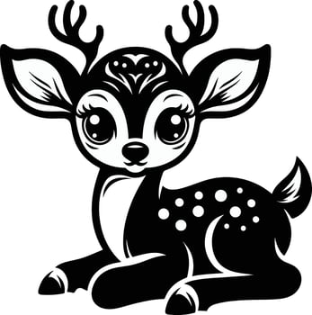 Cute deer black illustration vector