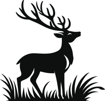 Cute deer black illustration vector
