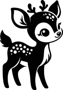 Cute deer black illustration vector