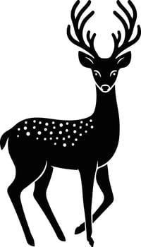 Cute deer black illustration vector
