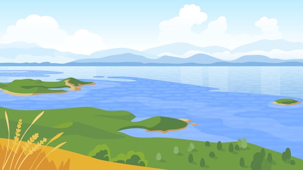 Summer landscape with sea and mountains illustration vector