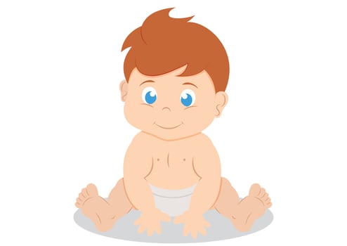 Cartoon Cute Little Baby Flat Design Isolated on White Background vector