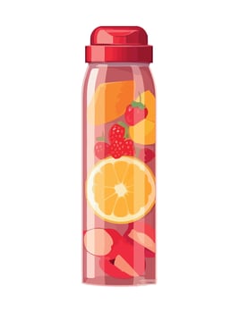 Juicy strawberry cocktail in organic summer design icon isolated vector