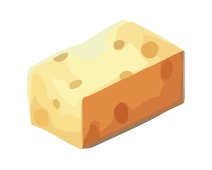 Fresh gourmet cheddar cheese slice on bread icon isolated vector