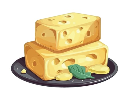 Organic dairy products on plate, healthy appetizer icon isolated vector
