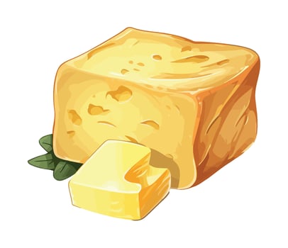 Fresh organic cheese slice, perfect for snacking icon isolated vector