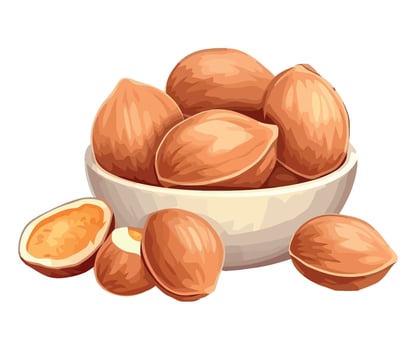 nuts in a bowl, natures snack icon isolated vector