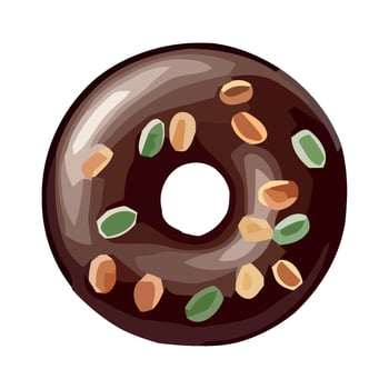 Sweet donut with chocolate and sprinkles icon isolated vector
