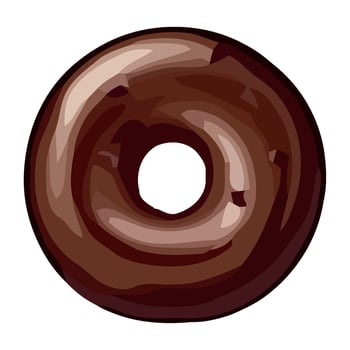 Sweet donut icon with chocolate icing hole icon isolated vector