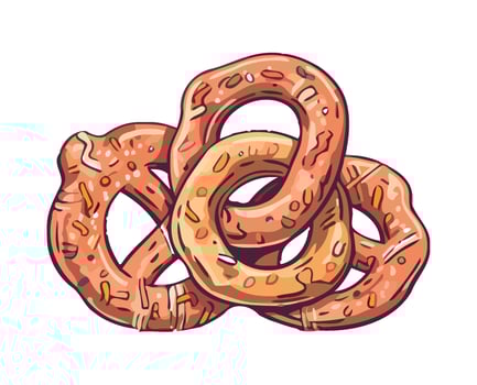 eating gourmet dessert pretzel icon isolated vector