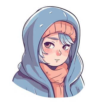 Smiling woman in winter fashion icon isolated vector