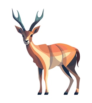 Horned deer mammal standing icon isolated illustration vector