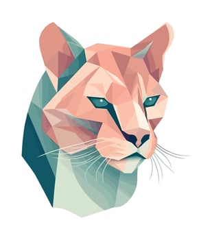 Geometric feline head icon isolated illustration vector