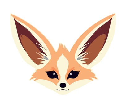 fennec fox head icon isolated illustration vector