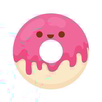 donut kawaii funny food icon isolated vector