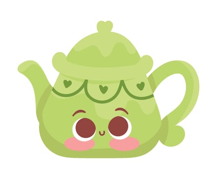 autumn kawaii teapot illustration isolated vector