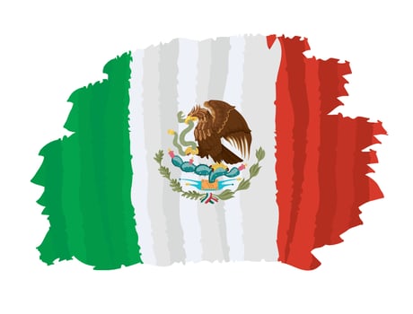 mexican flag grunge style illustration isolated vector