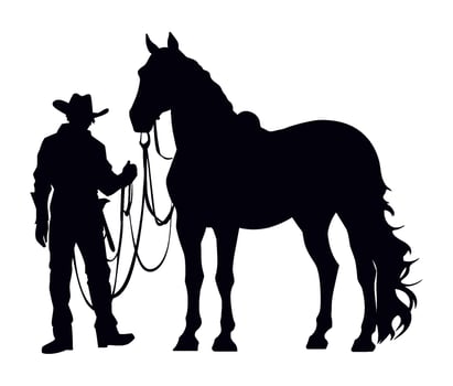 cowboy silhouette in horse illustration isolated vector