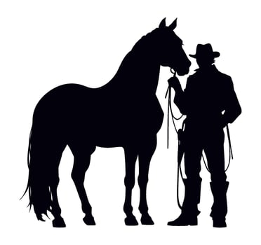 cowboy silhouette in horse isolated design vector
