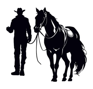 cowboy silhouette in horse standing isolated vector