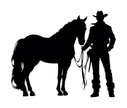 cowboy silhouette in horse stallion illustration isolated vector