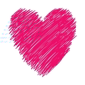 scribbled heart style illustration isolated vector