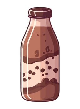 Organic chocolate glass bottle, refreshing drink icon isolated vector
