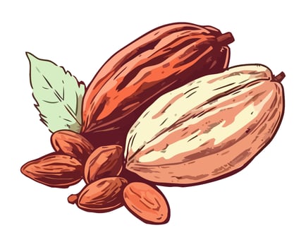 Fresh cacao snack, healthy and delicious icon isolated vector