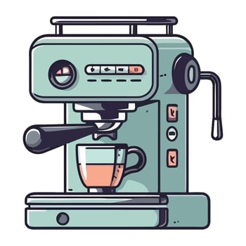 coffee maker machinery and mug icon isolated vector